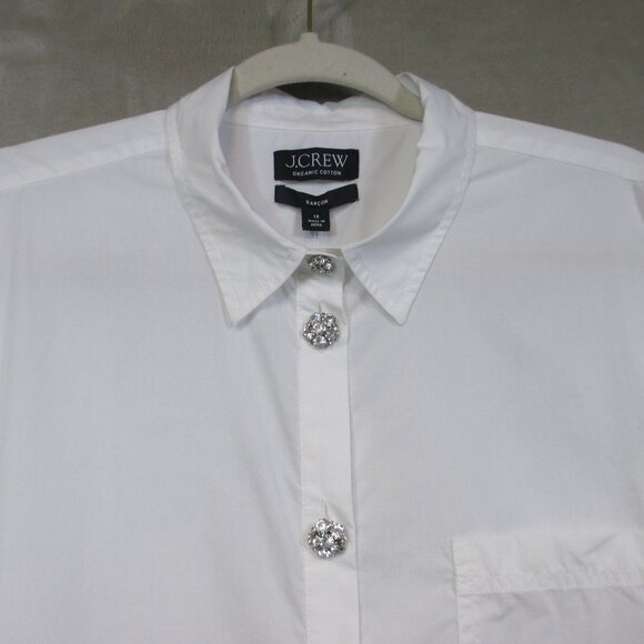 NWT J. Crew Garcon Shirt Womens 18 White Organic Cotton Button Up Long Sleeves - Picture 3 of 13